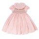 Margaret Special Occasion Dress Seashell Cotton Sateen with Gold & Pearl Hand Smocking