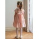 Margaret Special Occasion Dress Seashell Cotton Sateen with Gold & Pearl Hand Smocking