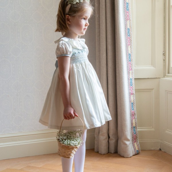 Diana Special Occasion Dress with Forget Me Not Hand Smocking Diana Special Occasion Dress with Forget Me Not Hand Smocking
