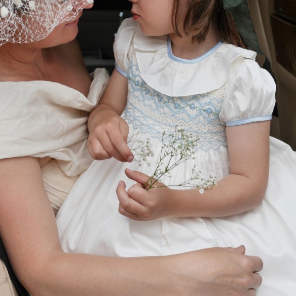 Diana Special Occasion Dress with Forget Me Not Hand Smocking Diana Special Occasion Dress with Forget Me Not Hand Smocking