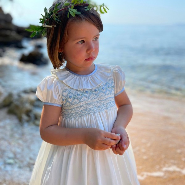 Diana Special Occasion Dress with Forget Me Not Hand Smocking Diana Special Occasion Dress with Forget Me Not Hand Smocking