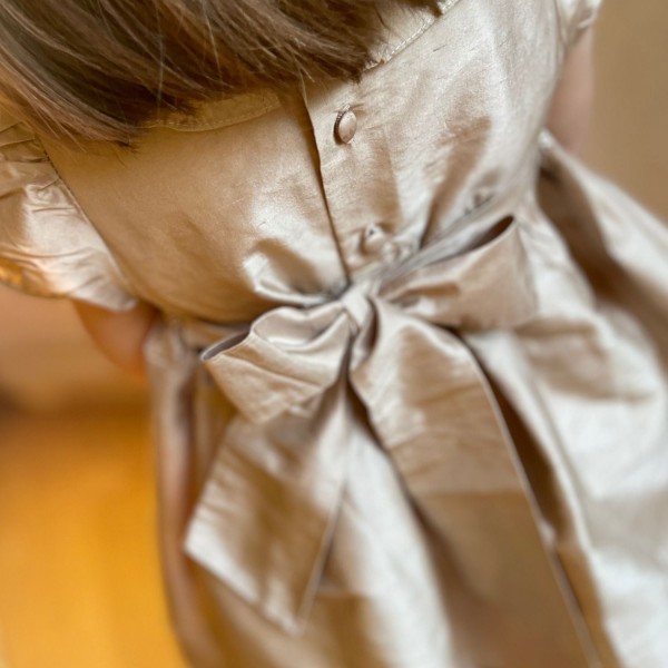 Diana Special Occasion Dress Champagne Silk with Gypsophila Hand Smocking Diana Special Occasion Dress Champagne Silk with Gypsophila Hand Smocking