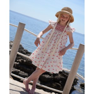 Indira Gandhi Flutter Dress Mon Cherry Cotton with a La Mode Hand Smocking Indira Gandhi Flutter Dress Mon Cherry Cotton with a La Mode Hand Smocking