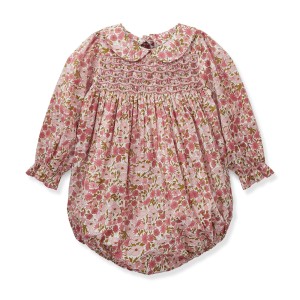 Jane Austen Romper with Raspberry Crumble Hand Smocking made with Liberty Poppies and Daisies Jane Austen Romper with Raspberry Crumble Hand Smocking made with Liberty Poppies and Daisies
