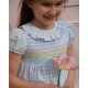 Katherine Johnson Dress Blue Sky Gingham with Rainbow Hand Smocking