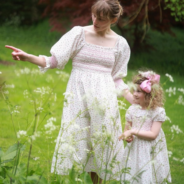 Katherine Johnson Dress Rosebud Plumetti with Vintage Rose Hand Smocking Katherine Johnson Dress Rosebud Plumetti with Vintage Rose Hand Smocking