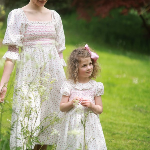 Katherine Johnson Dress Rosebud Plumetti with Vintage Rose Hand Smocking Katherine Johnson Dress Rosebud Plumetti with Vintage Rose Hand Smocking