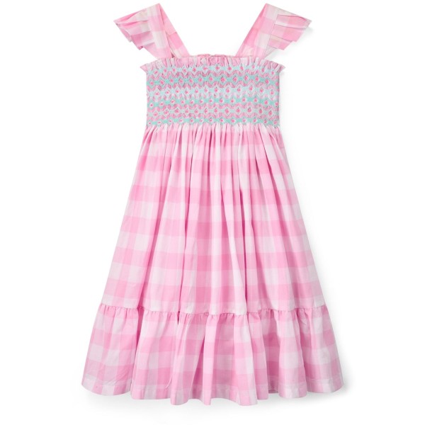 Rachel Carson Girls Dress Candy Floss Gingham with Spearmint Hand Smocking