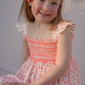 Rachel Carson Girls Dress Pack a Punch Plumetti with Big Top Hand Smocking