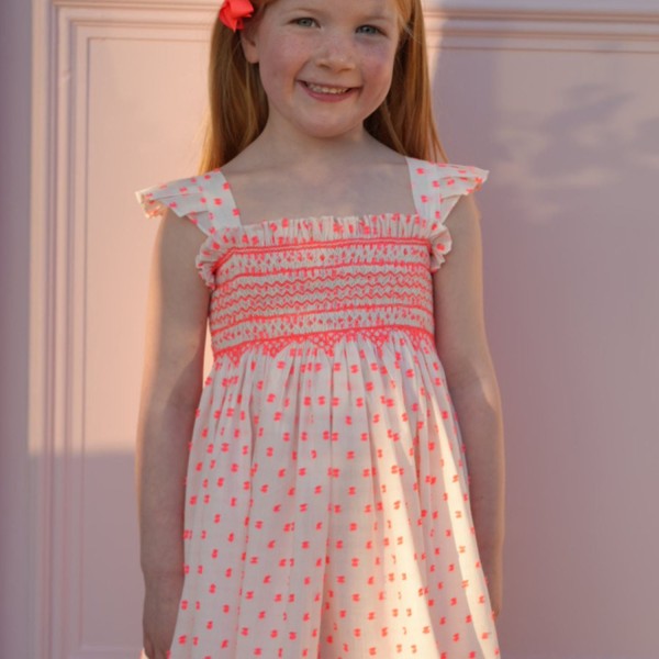 Rachel Carson Girls Dress Pack a Punch Plumetti with Big Top Hand Smocking