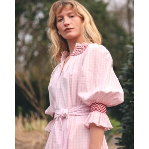 Ada Lovelace Dress Sugar and Spice Gingham with Ruby Hand Smocking