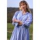 Aloha Wanderwell Dress Ocean Stripe with White Honeycomb Hand Smocking
