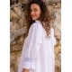 Bessie Coleman Women's Dress Moonstone Cotton with Cornflower Hand Smocking