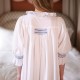 Bessie Coleman Women's Dress Moonstone Cotton with Sapphire Hand Smocking