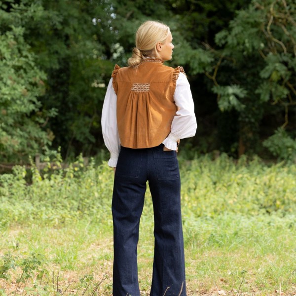 C J Walker Waistcoat Butterscotch Needlecord with Spiced Vanilla Hand Smocking Edition 5 C J Walker Waistcoat Butterscotch Needlecord with Spiced Vanilla Hand Smocking Edition 5