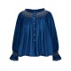 Cleopatra Blouse Cobalt Silk Cotton Sapphire with Vanilla Hand Smocking Edition 33