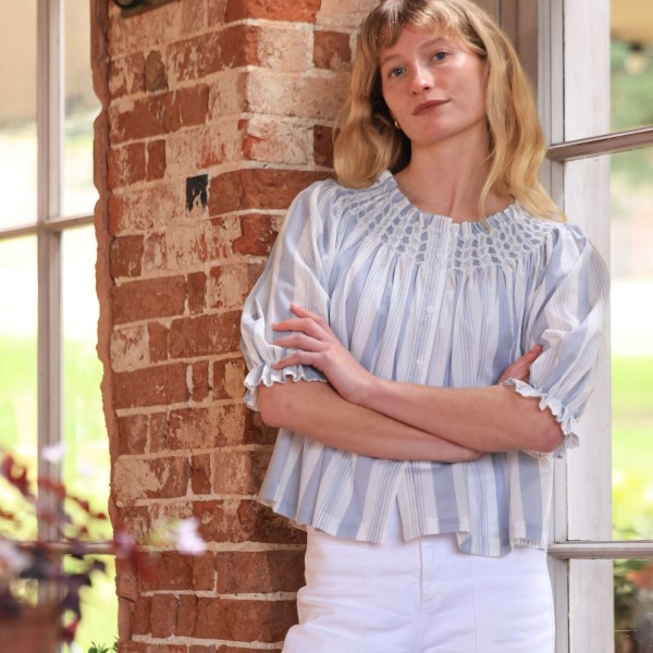 Cleopatra Blouse Maine Stripe with Seaside Hand Smocking Edition 39