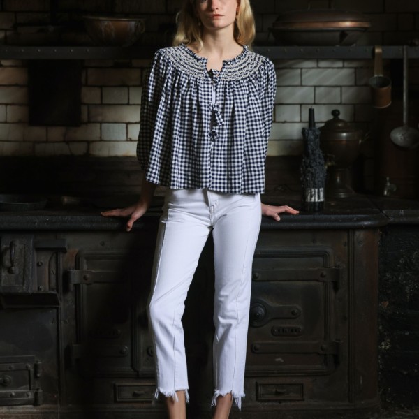 Cleopatra Jacket Schoolhouse Gingham with Chalk Hand Smocking Edition 5 Cleopatra Jacket Schoolhouse Gingham with Chalk Hand Smocking Edition 5