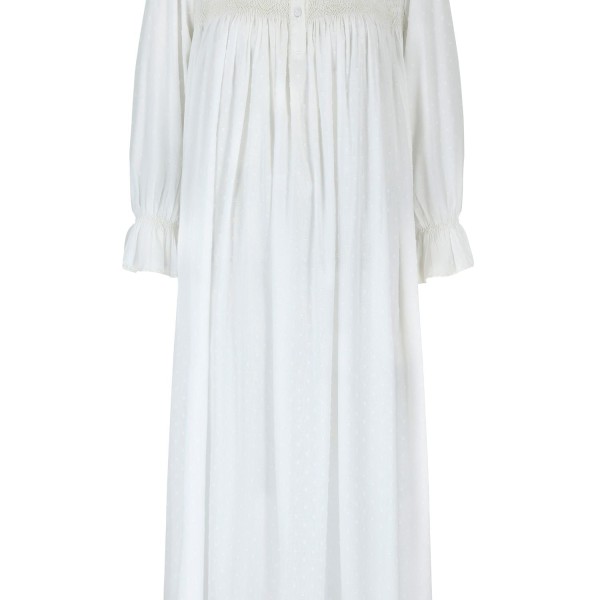 Nightingale Women's Dress Cloud Puff Plumetti with Ivory Hand Smocking