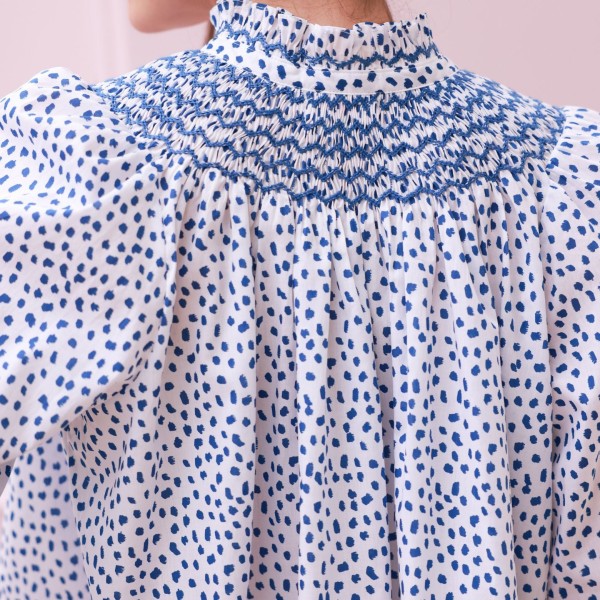 Scholl Blouse Seurat Splat with Sapphire Hand Smocking Edition 64