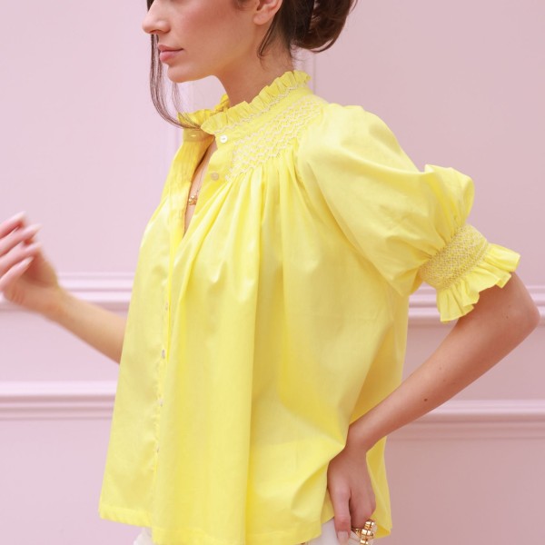 Scholl Summer Blouse Lemon Drop Lawn with Chalk Hand Smocking Edition 66