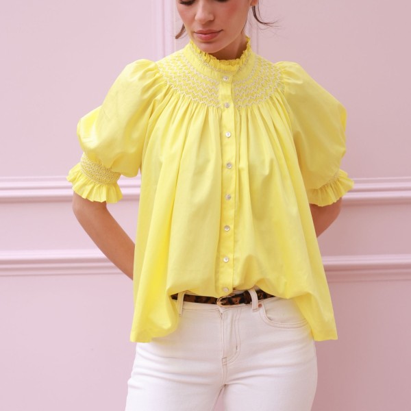 Scholl Summer Blouse Lemon Drop Lawn with Chalk Hand Smocking Edition 66