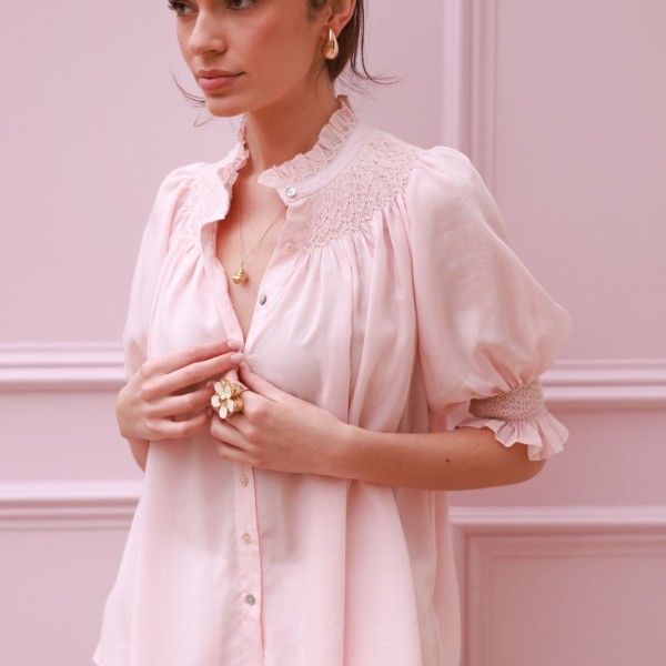 Scholl Summer Blouse Seashell Cotton Voile with Milk Hand Smocking Edition 67