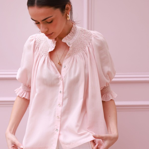 Scholl Summer Blouse Seashell Cotton Voile with Milk Hand Smocking Edition 67
