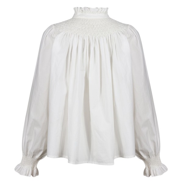 Scholl Women's Blouse White with Ivory Hand Smocking