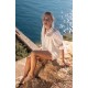 Scholl Women's Summer Blouse White with Chocolate Brown Hand Smocking