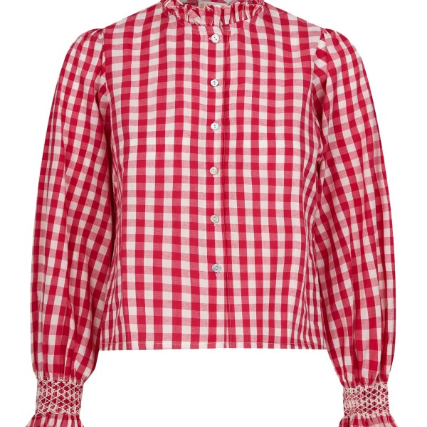 Shelley Blouse Raspberry Gingham with Milk Hand Smocking Edition 20